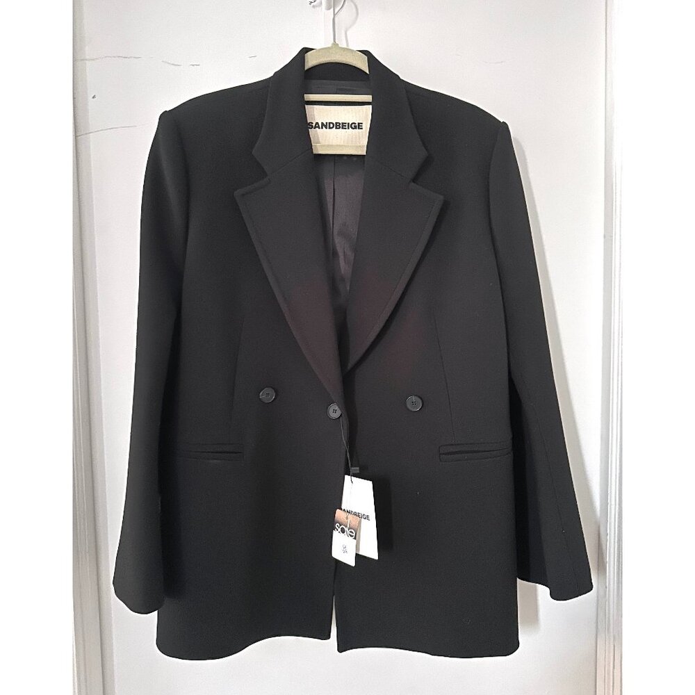 Sandbeige brand Luna Jacket -  Black Blazer - Large - Wool Silk